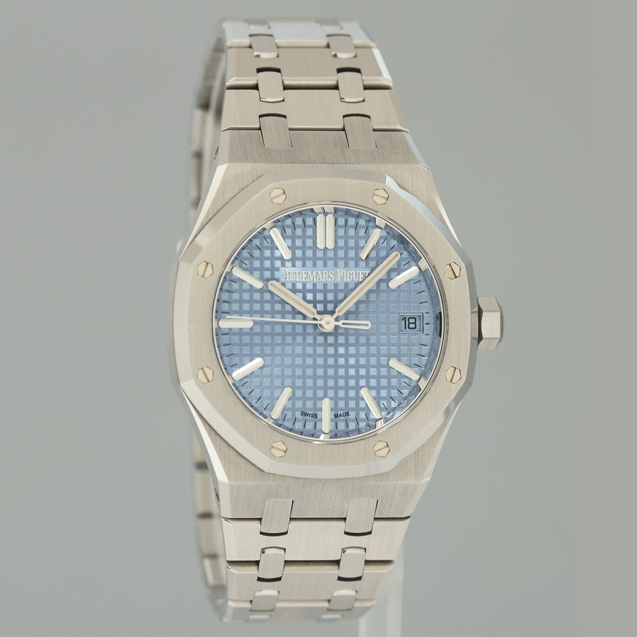 2026 Papers Audemars Piguet Royal Oak Steel 15550ST.OO.1356ST.08 Tiffany Blue Watch