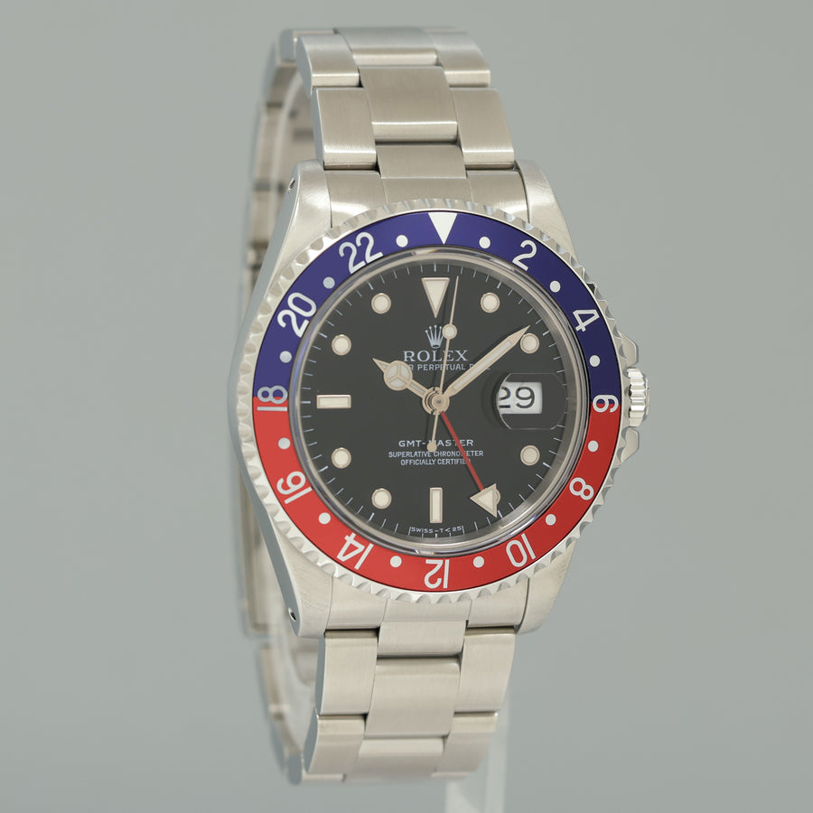 1991 MINT Rolex 16700 GMT-Master Pepsi Blue Red 40mm Tritium Steel Watch Box