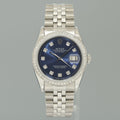 2026 SERVICE Rolex DateJust 1601 Blue Diamond Bezel Dial White Gold Jubilee 36mm Watch