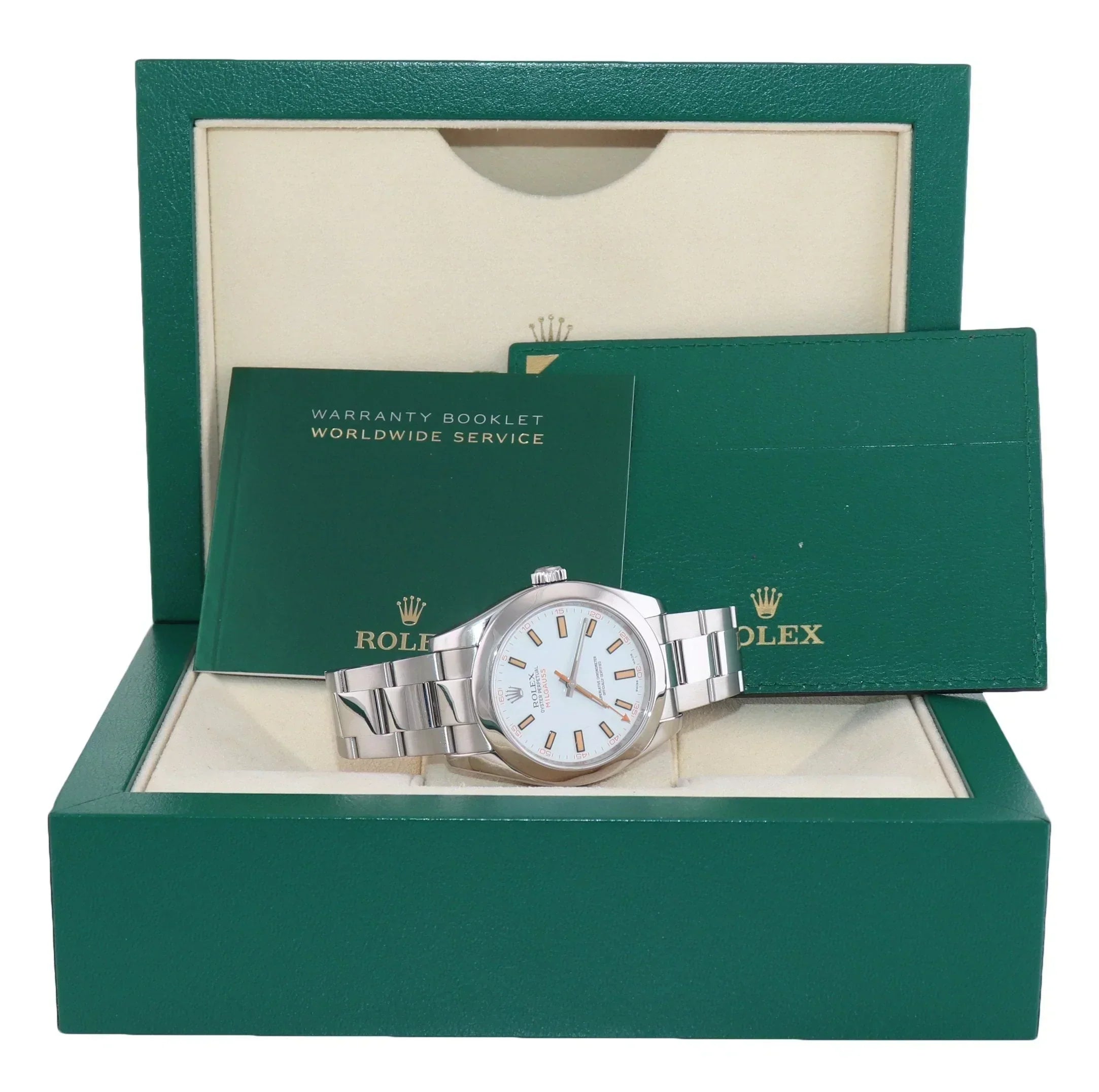 MINT Rolex Milgauss 116400 Orange White 40mm Steel Anti-Magnetic Watch Box