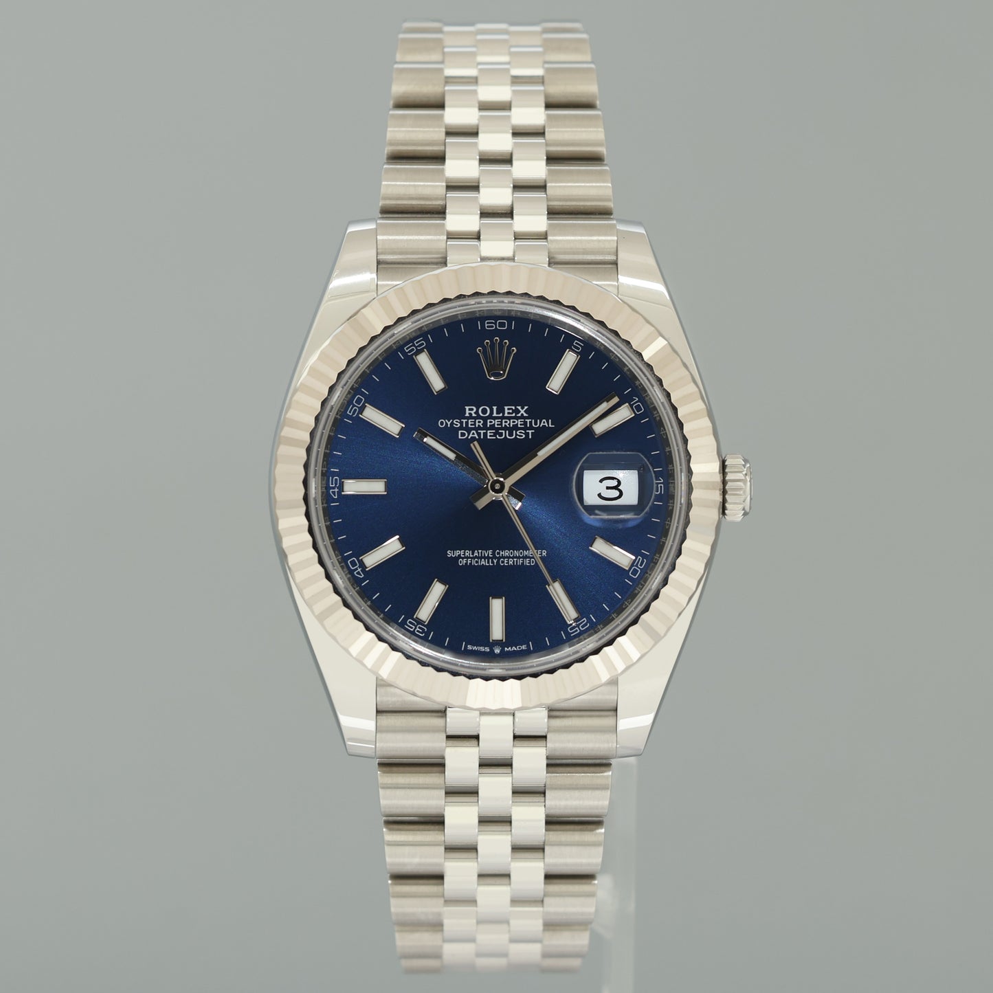 2024 NEW PAPERS Rolex DateJust 41 Blue Stick Jubilee Fluted 126334 Watch Box