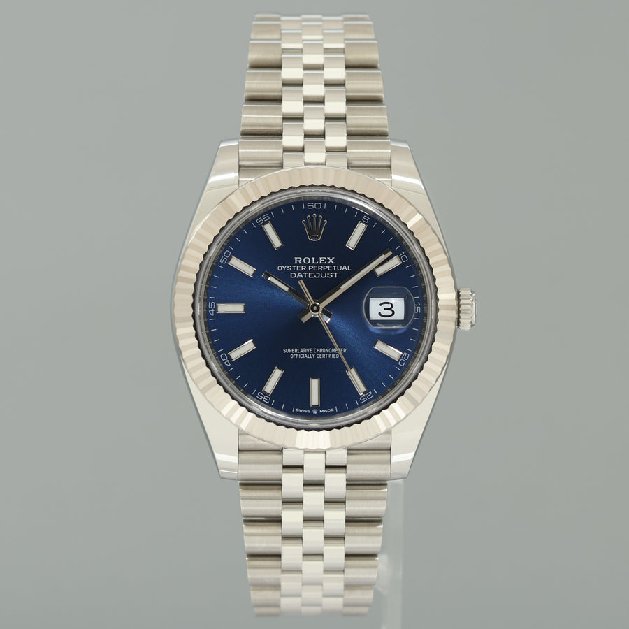 2024 NEW PAPERS Rolex DateJust 41 Blue Stick Jubilee Fluted 126334 Watch Box