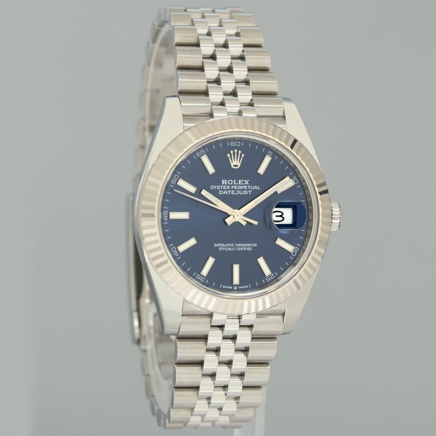 2024 NEW PAPERS Rolex DateJust 41 Blue Stick Jubilee Fluted 126334 Watch Box