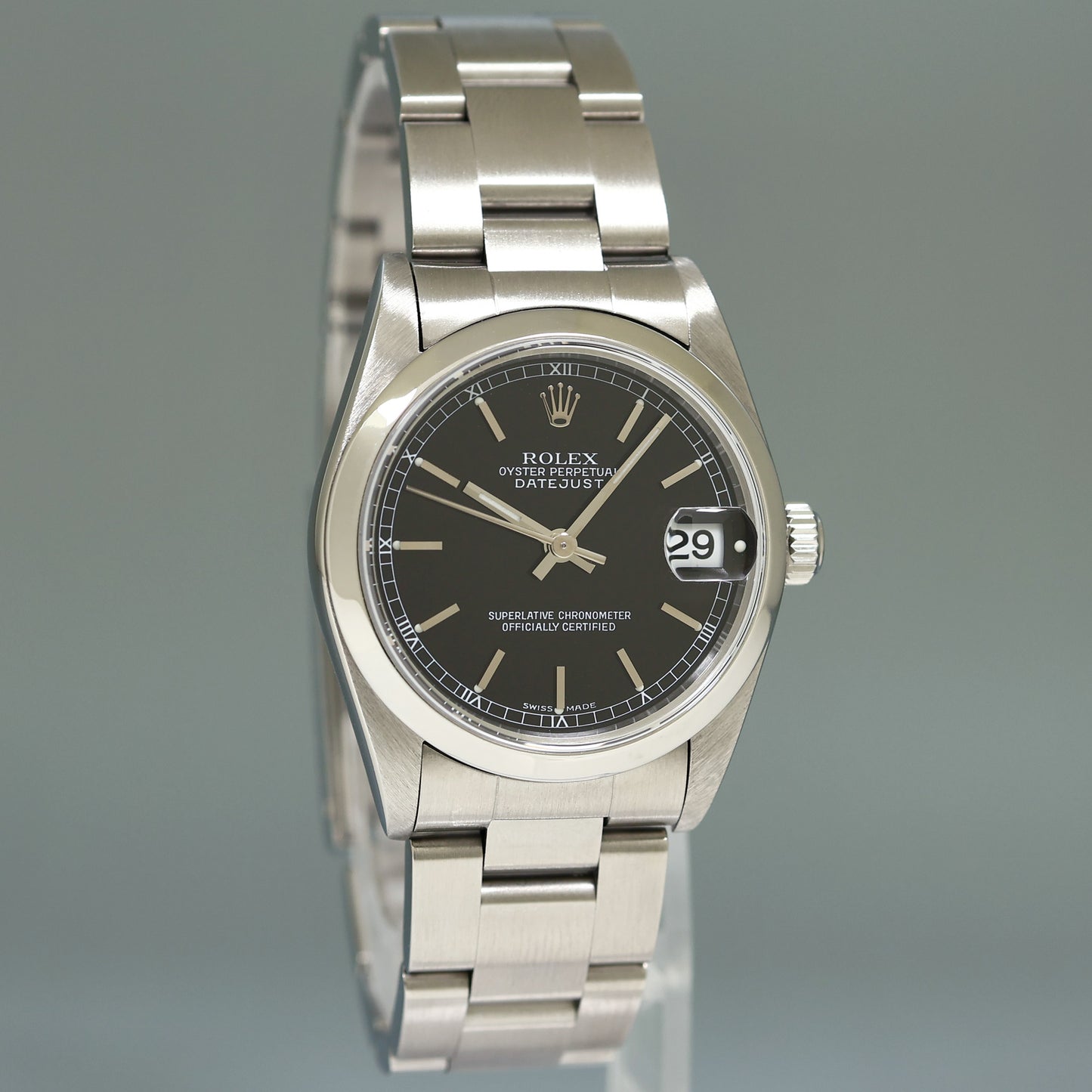 MINT Ladies Rolex Midsize Black Dial 31mm Datejust Oyster Steel 78240 Watch