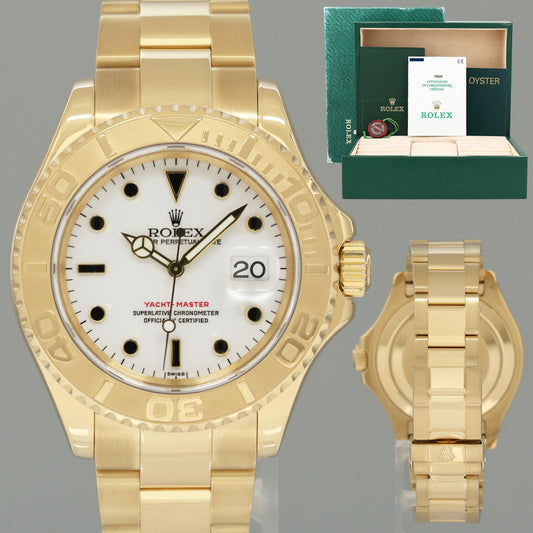 PAPERS MINT Rolex 40mm Yacht-Master 18k Yellow Gold 16628 White Sapphire Watch Box
