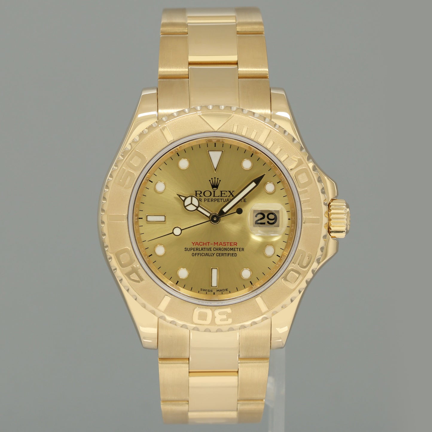 2007 MINT Rolex 40mm Yacht-Master 18k Yellow Gold 16628 Champagne Watch Box