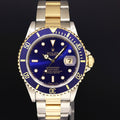 1985 PAPERS Rolex Submariner Date 16803 Two-Tone Gold Steel Blue 40mm Watch Box