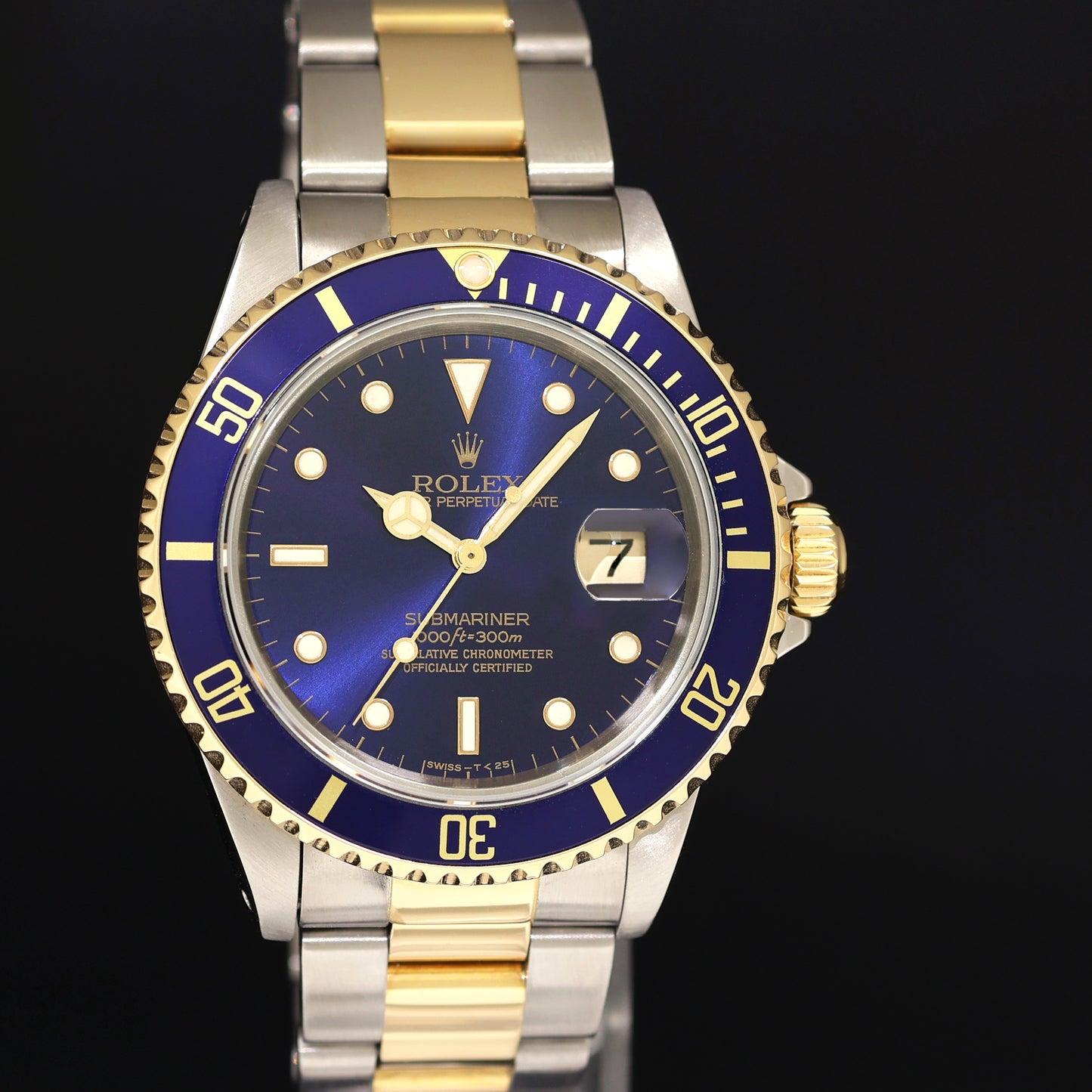 1985 PAPERS Rolex Submariner Date 16803 Two-Tone Gold Steel Blue 40mm Watch Box