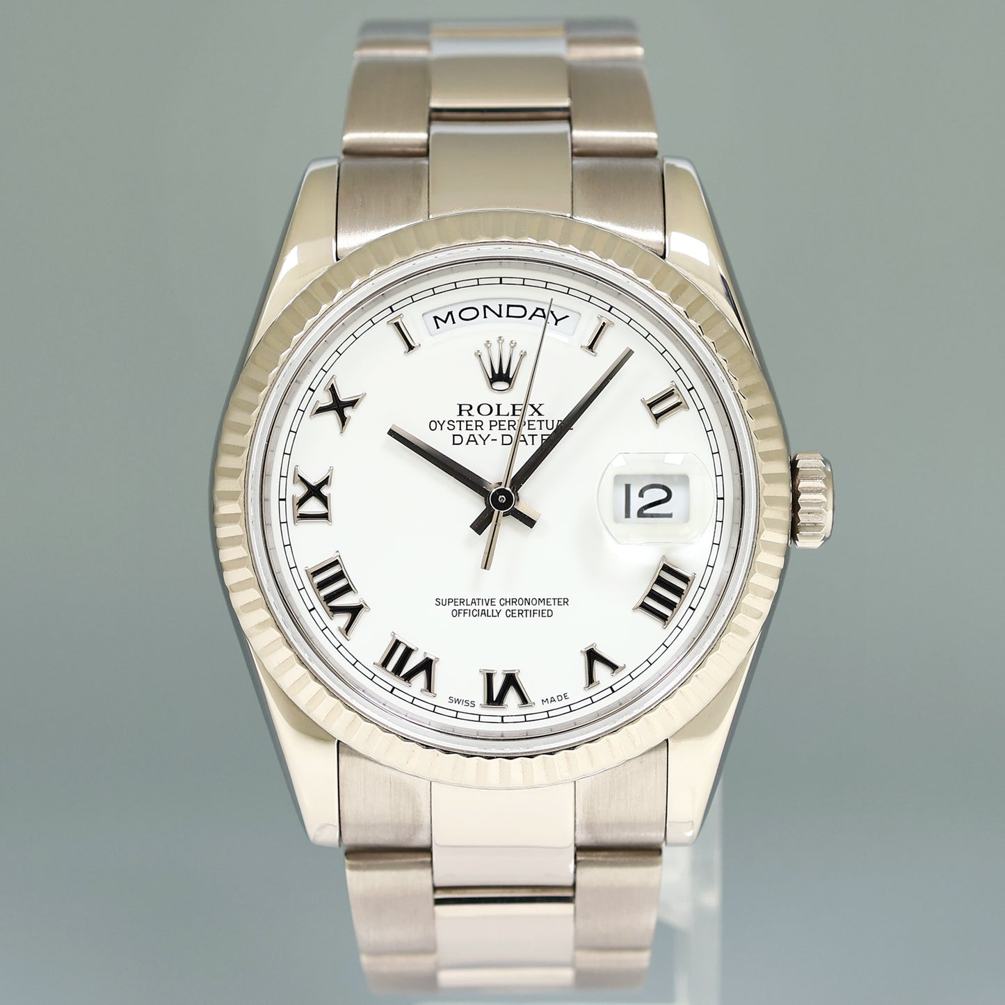 MINT Rolex President Day Date White Roman 118239 White Gold Oyster Watch Box