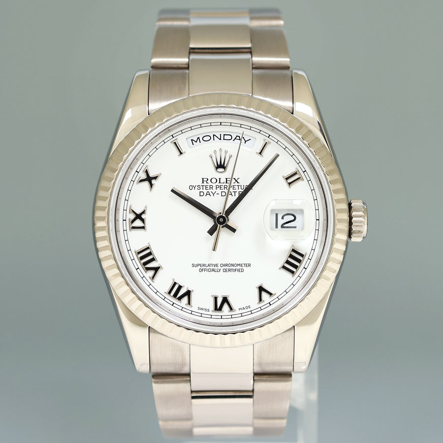 MINT Rolex President Day Date White Roman 118239 White Gold Oyster Watch Box