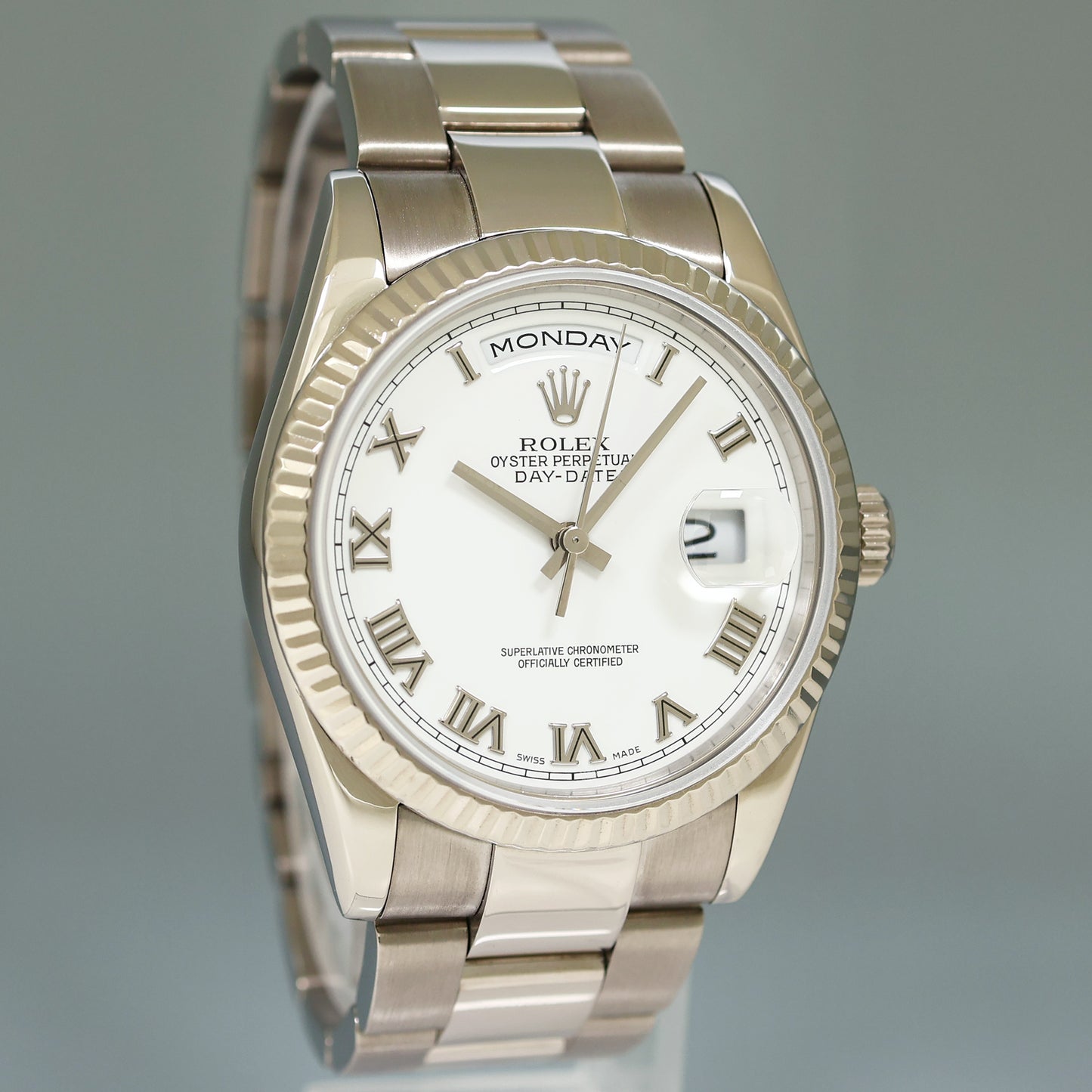 MINT Rolex President Day Date White Roman 118239 White Gold Oyster Watch Box