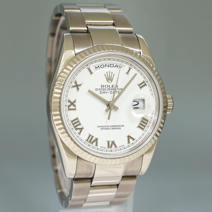 MINT Rolex President Day Date White Roman 118239 White Gold Oyster Watch Box