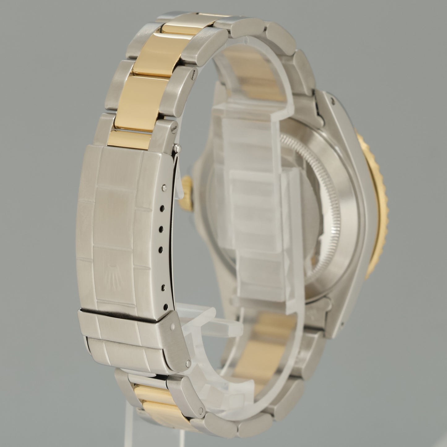 MINT Rolex Submariner 16613 Two Tone Yellow Gold Blue Serti Diamond 40mm Watch Box