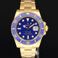 2018 MINT Rolex Submariner Ceramic Blue Serti Diamond 116618 Yellow Gold 40mm Watch