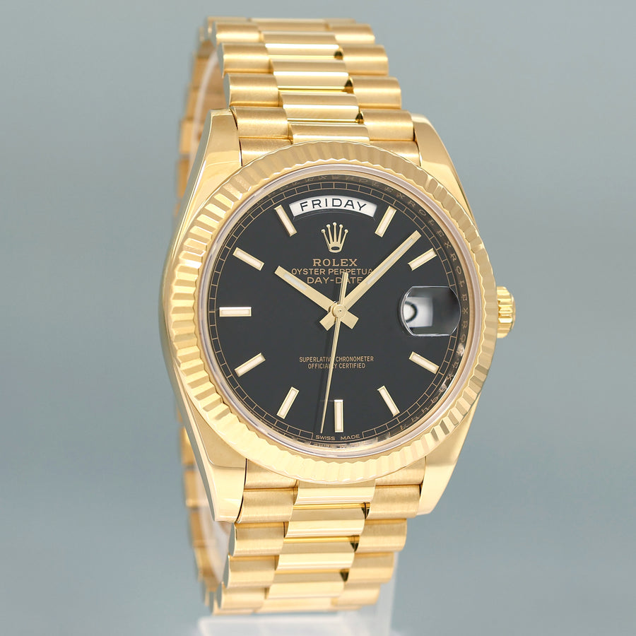 MINT PAPERS Rolex Day-Date 40 President 228238 Black Stick Yellow Gold Watch Box