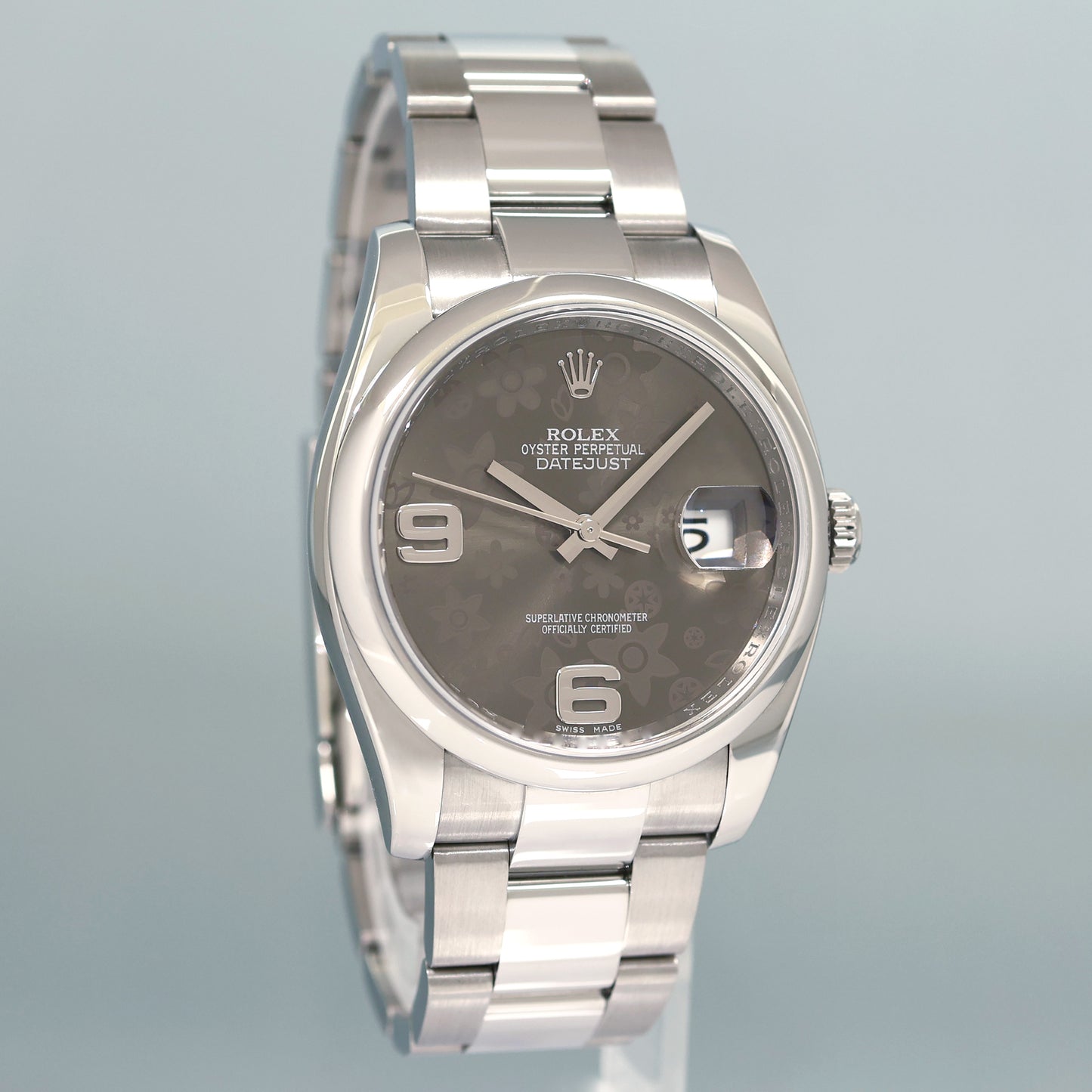 MINT 2014 Rolex DateJust 36mm 116200 Steel Oyster Floral Flower Dial Watch Box