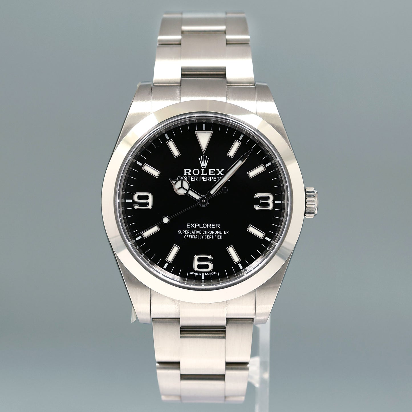 2018 PAPERS Rolex 214270 Explorer Black BLUE LUME 3-6-9 Steel 39mm Watch Box