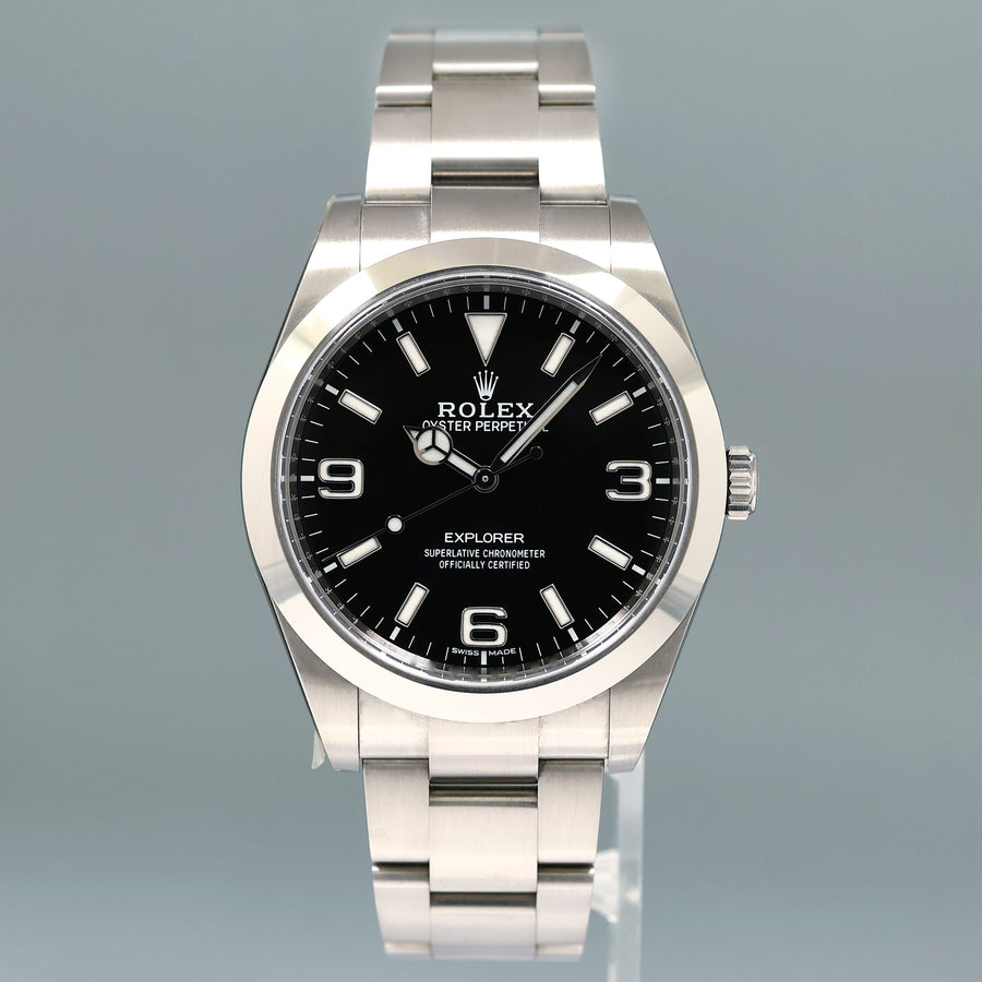 2018 PAPERS Rolex 214270 Explorer Black BLUE LUME 3-6-9 Steel 39mm Watch Box