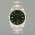 MINT Rolex Milgauss Green Anniversary Orange Black 116400GV Steel Watch Box