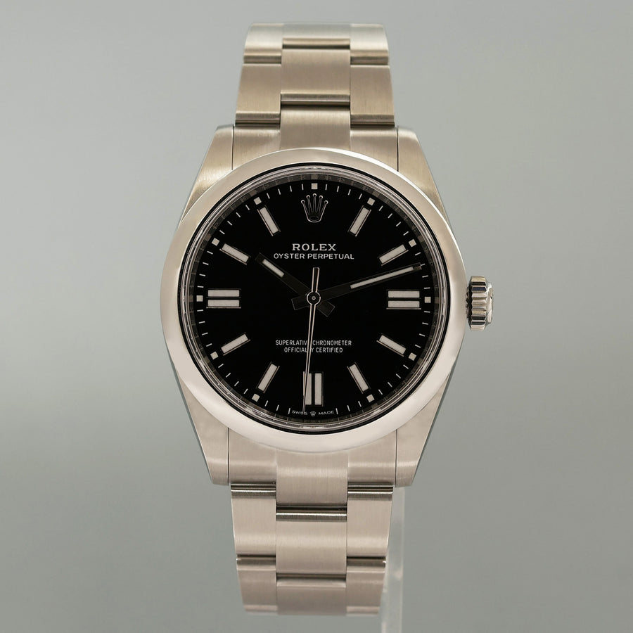 Sept 2025 NEW PAPERS Rolex Oyster Perpetual 41mm Black Oyster Watch 134300 Box
