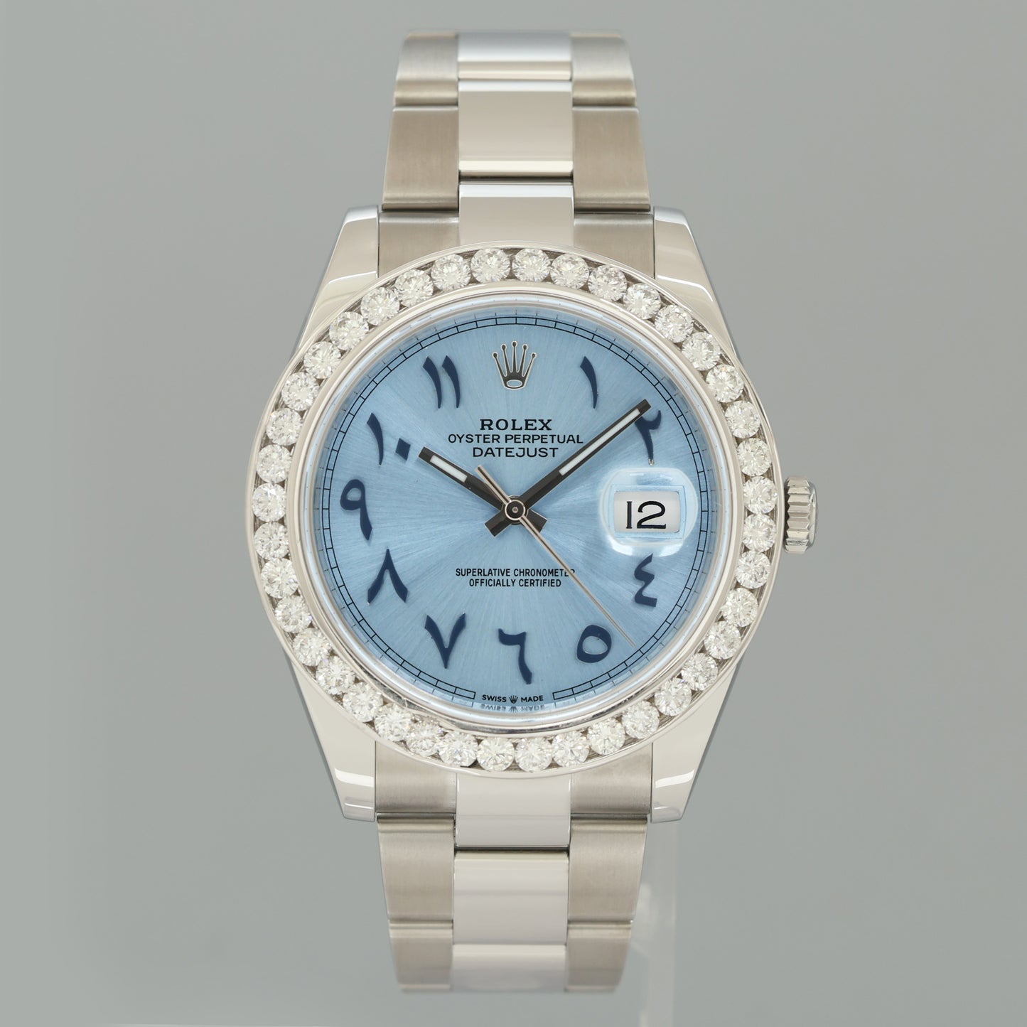 BLUE ARABIC Rolex DateJust 126334 Diamond Oyster Fluted 41mm Watch Box