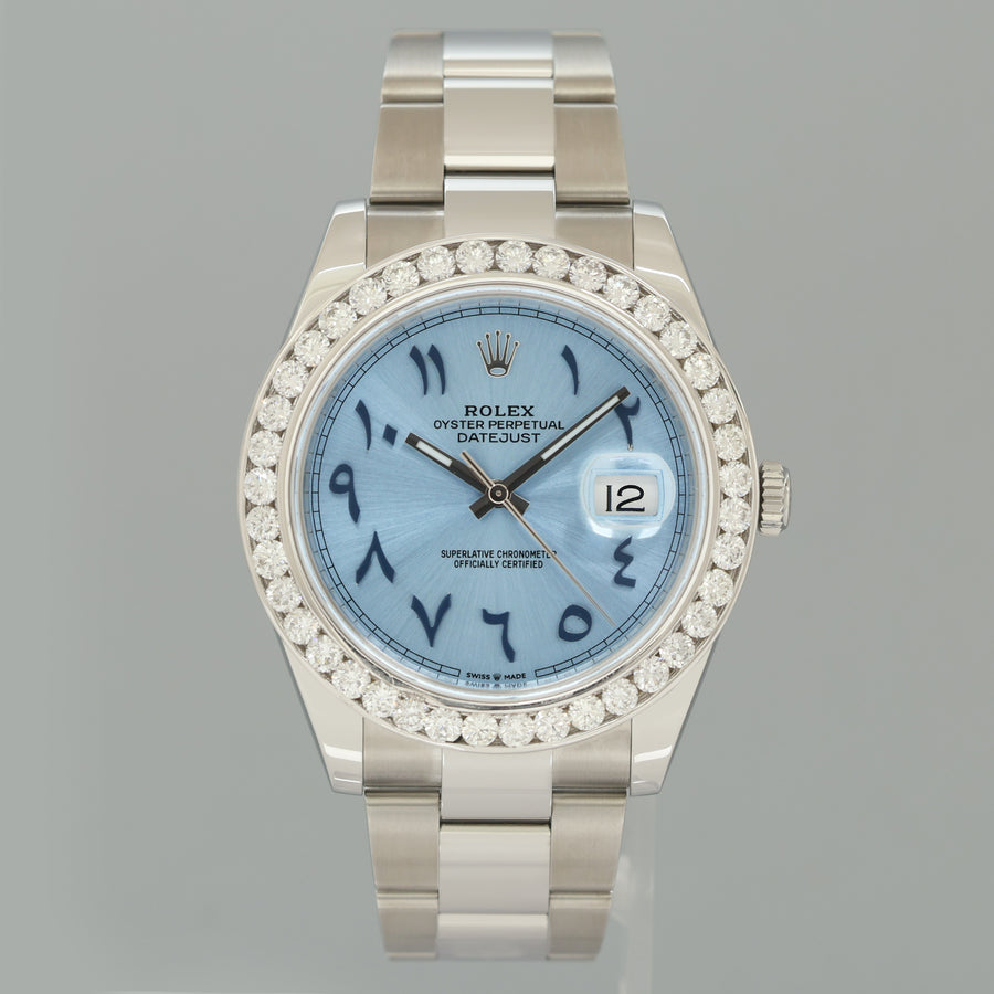 BLUE ARABIC Rolex DateJust 126334 Diamond Oyster Fluted 41mm Watch Box