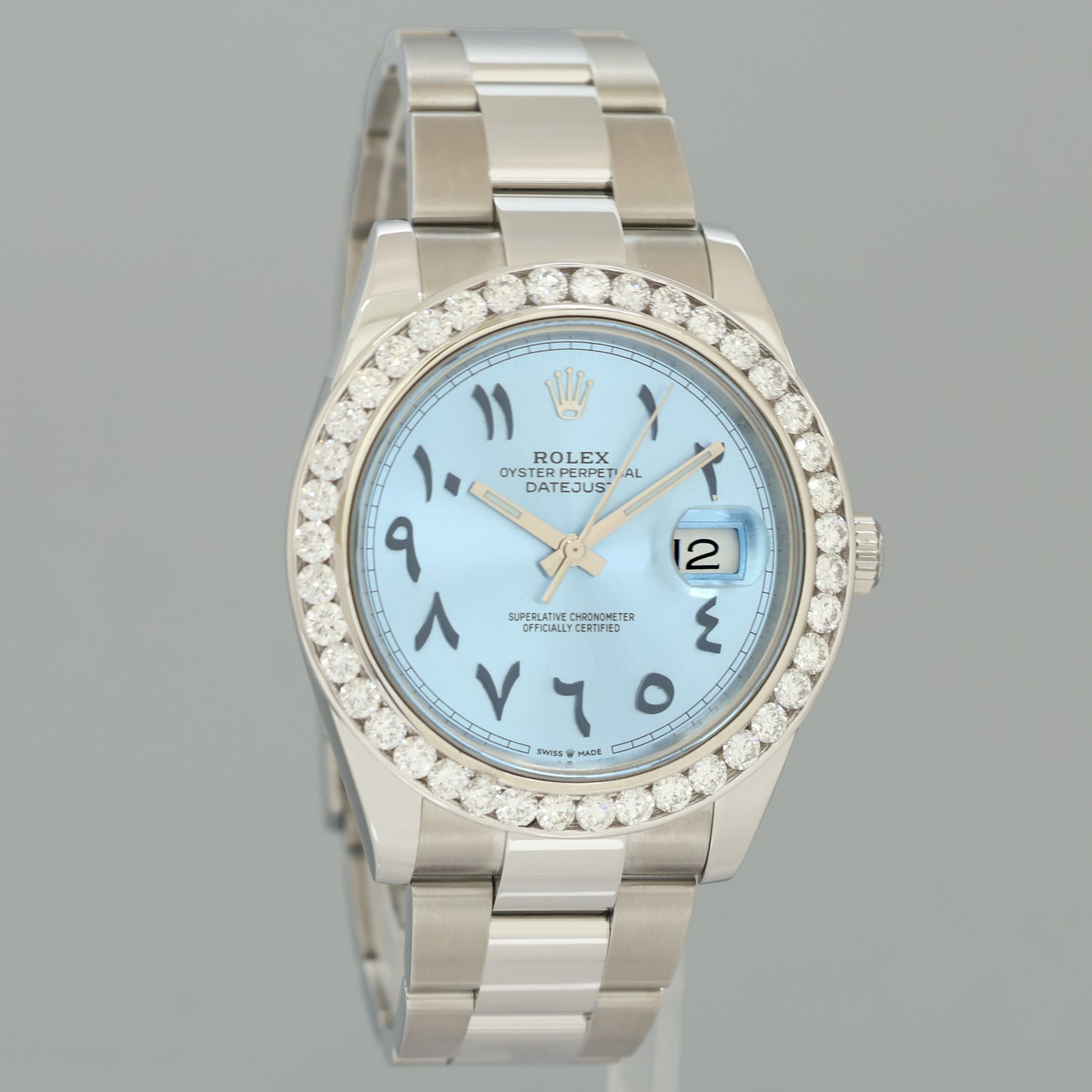 BLUE ARABIC Rolex DateJust 126334 Diamond Oyster Fluted 41mm Watch Box