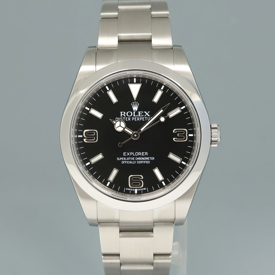 2015 MINT Rolex 214270 Explorer 1 Black Arabic MK1 Dial Steel 39mm Oyster Watch Box