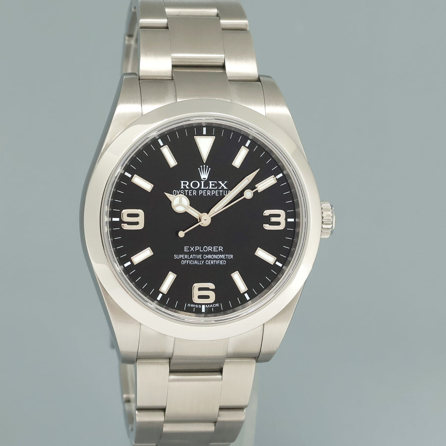 2015 MINT Rolex 214270 Explorer 1 Black Arabic MK1 Dial Steel 39mm Oyster Watch Box