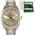 2023 MINT Rolex 126333 DateJust 41 Two Tone Gold 41mm Champagne Stick Watch