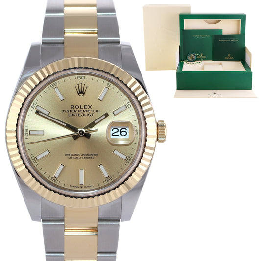 2023 MINT Rolex 126333 DateJust 41 Two Tone Gold 41mm Champagne Stick Watch