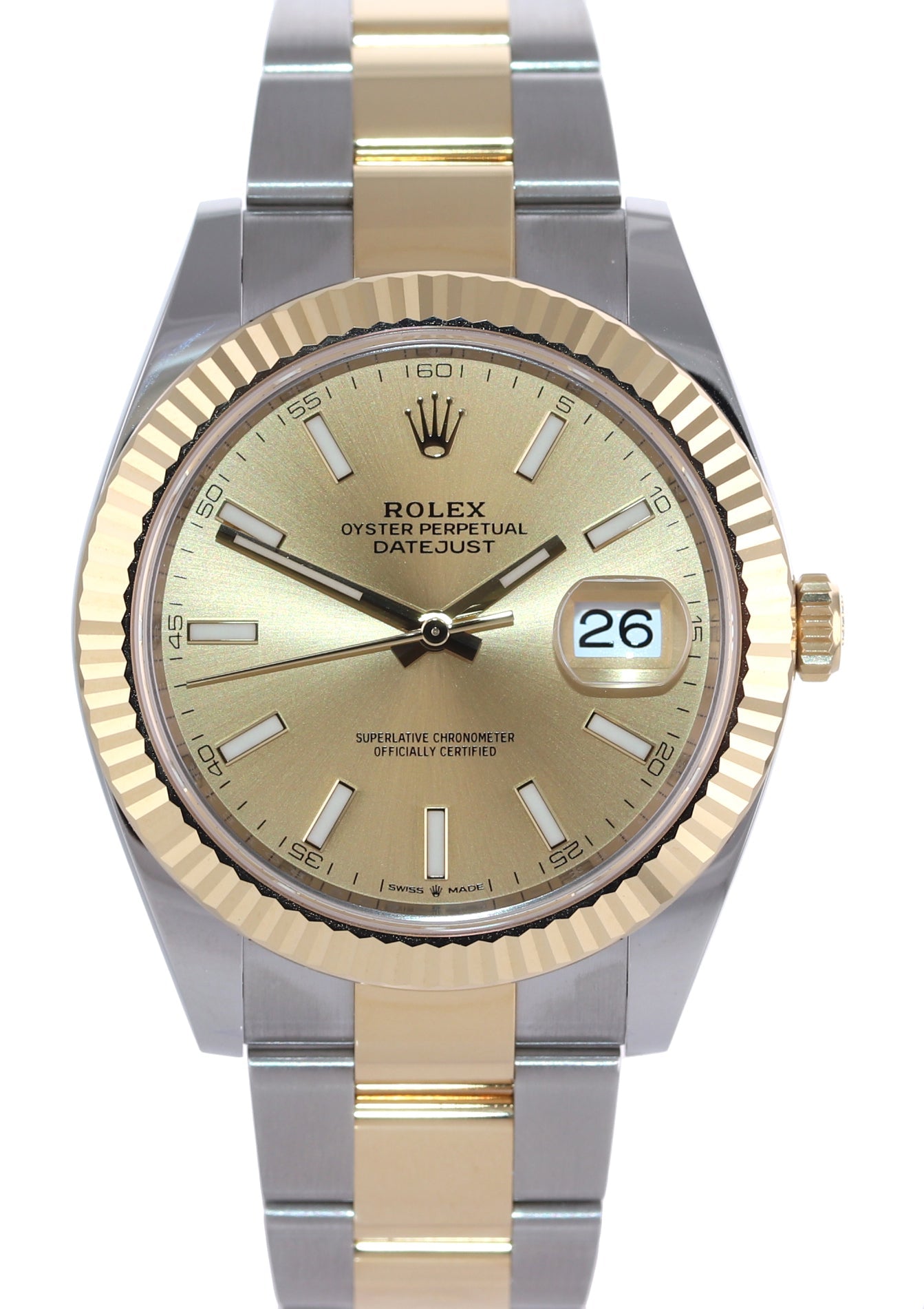 2023 MINT Rolex 126333 DateJust 41 Two Tone Gold 41mm Champagne Stick Watch