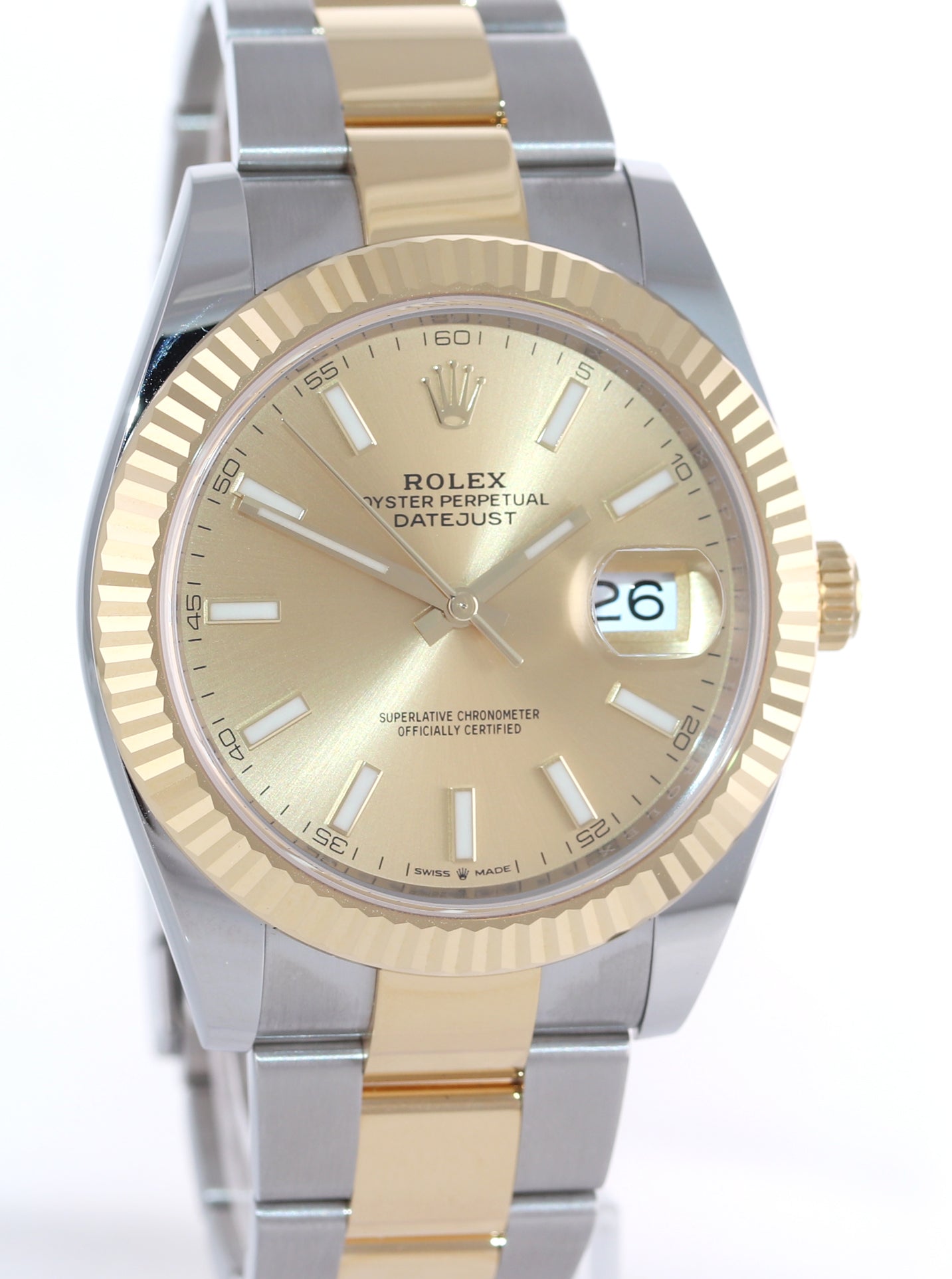 2023 MINT Rolex 126333 DateJust 41 Two Tone Gold 41mm Champagne Stick Watch