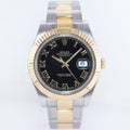 MINT 2015 Rolex Datejust 2 Black Roman 116333 Two-Tone Yellow Gold Oyster Watch Box