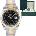 MINT 2015 Rolex Datejust 2 Black Roman 116333 Two-Tone Yellow Gold Oyster Watch Box