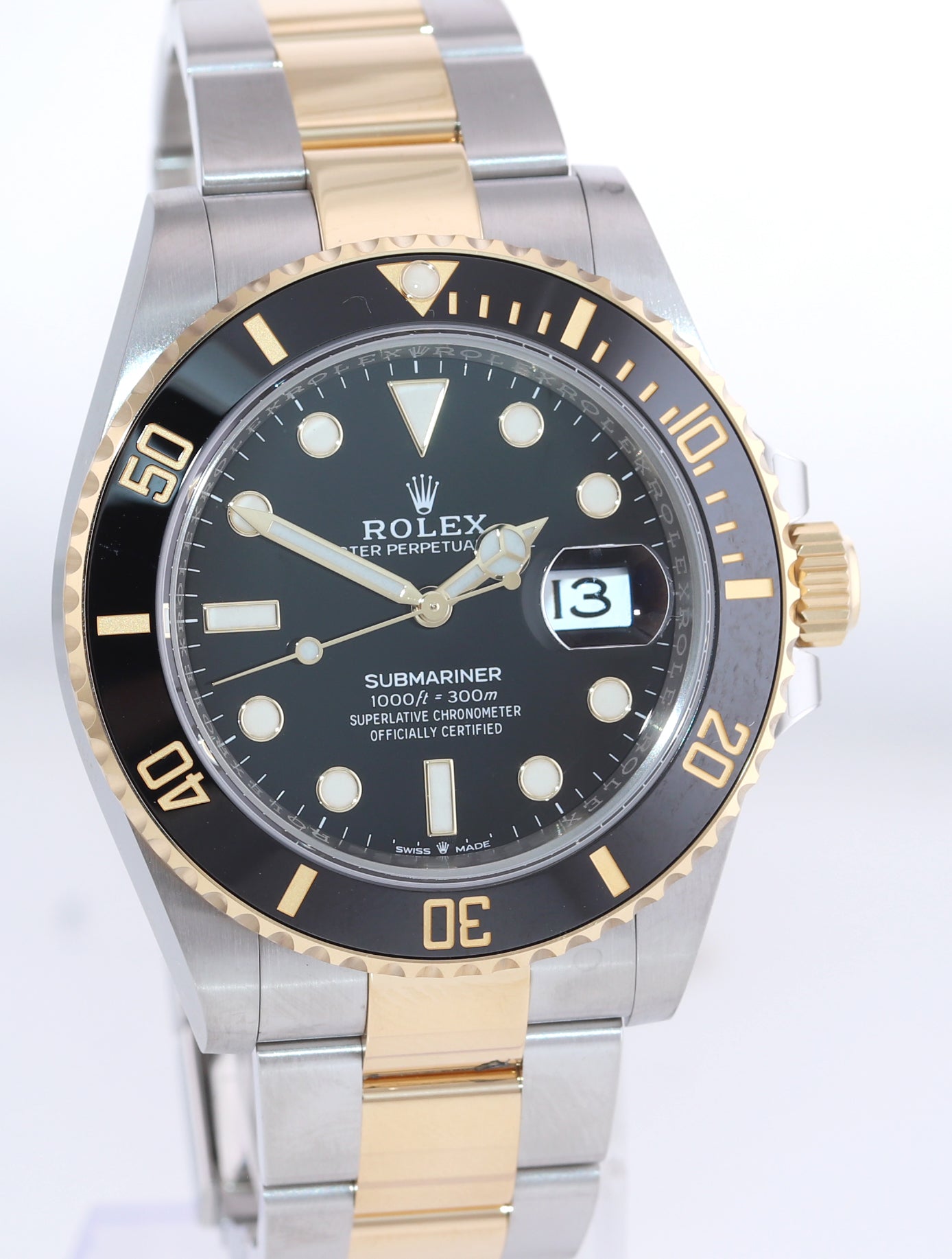 2023 Rolex Submariner 41mm Ceramic Black 126613 LN Two Tone Yellow Gold Steel Watch