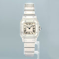 NEW PAPERS CARTIER Santos Galbee 1565 Stainless Steel Quartz 24mm White Roman Box