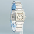 NEW PAPERS CARTIER Santos Galbee 1565 Stainless Steel Quartz 24mm White Roman Box