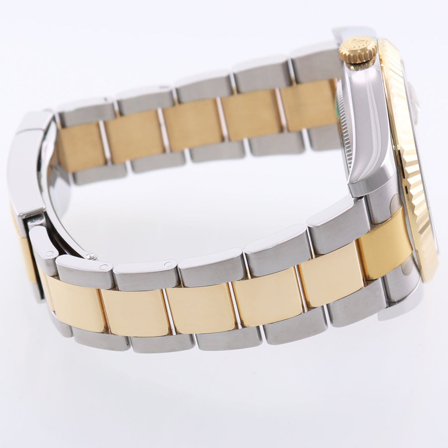 MINT 2015 Rolex Datejust 2 Black Roman 116333 Two-Tone Yellow Gold Oyster Watch Box