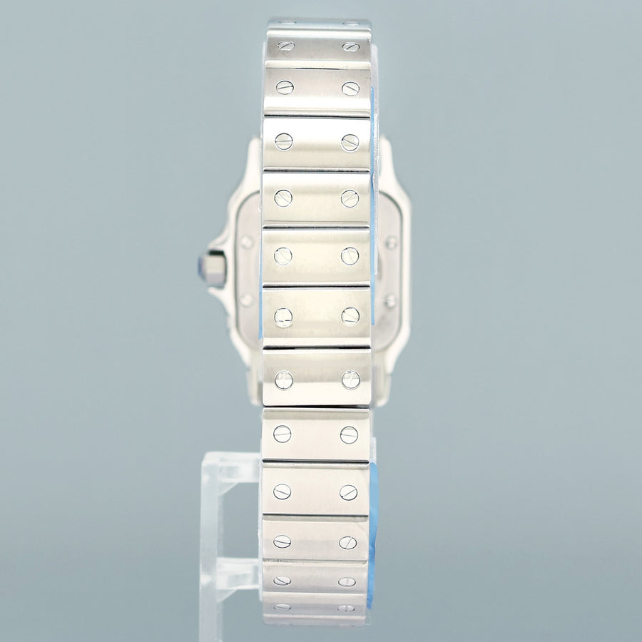 NEW PAPERS CARTIER Santos Galbee 1565 Stainless Steel Quartz 24mm White Roman Box