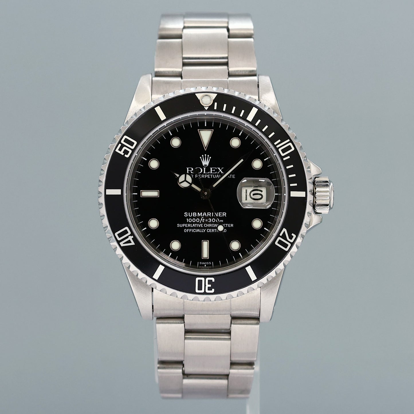 MINT Rolex Submariner Date 16800 Steel Black 40mm Oyster Watch Box