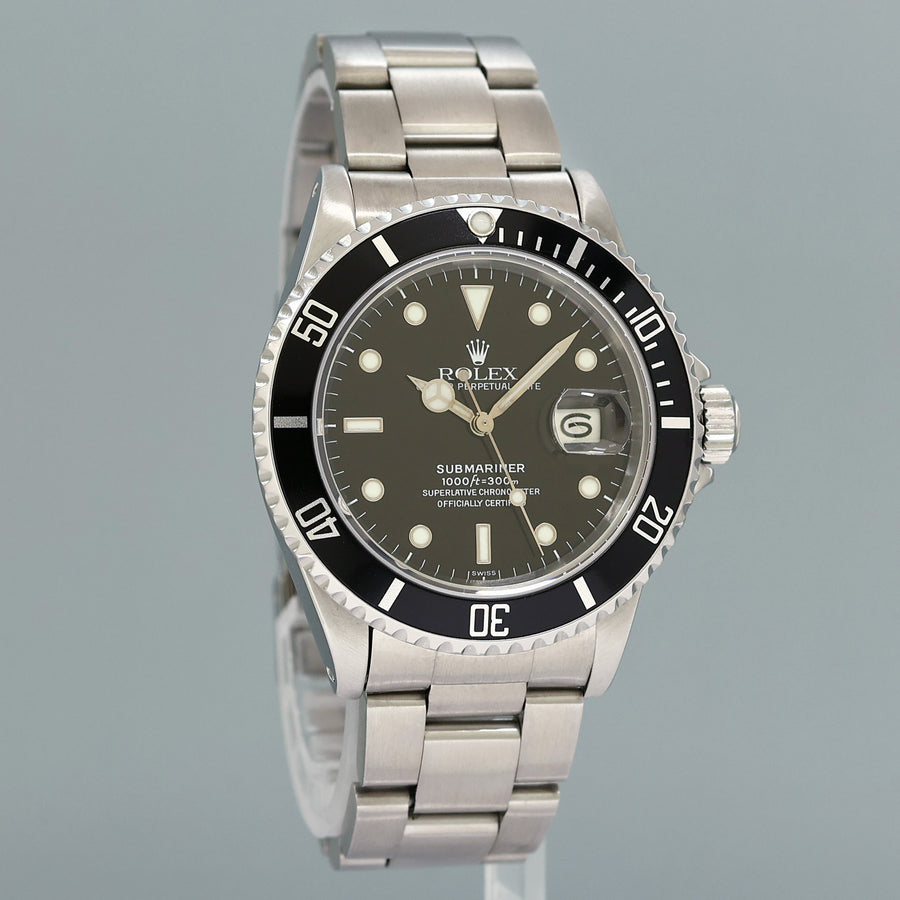 MINT Rolex Submariner Date 16800 Steel Black 40mm Oyster Watch Box