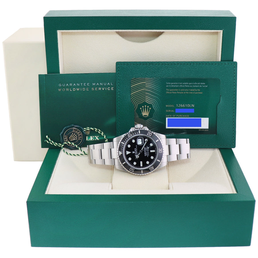 AUG 2025 NEW PAPERS Rolex Submariner 41mm Black Ceramic Steel 126610 LN Watch Box
