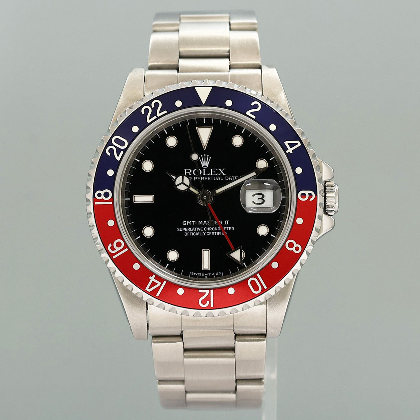 MINT Rolex 16710 GMT-Master II Pepsi Blue Red 40mm Tritium Steel Watch Box