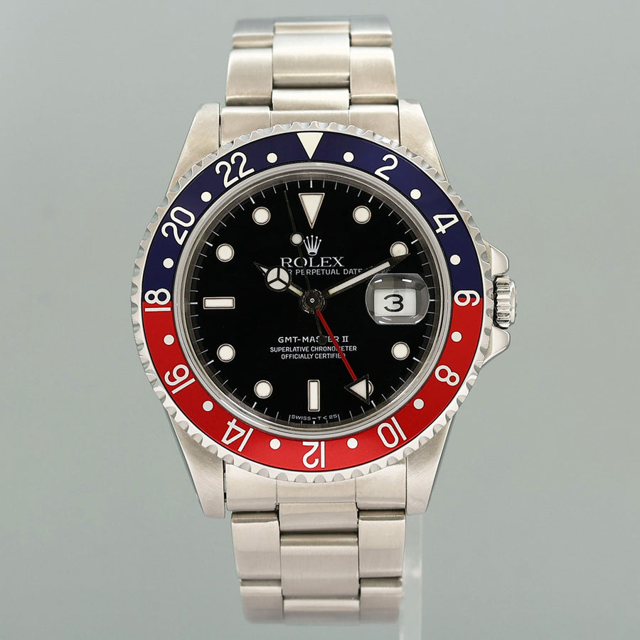 MINT Rolex 16710 GMT-Master II Pepsi Blue Red 40mm Tritium Steel Watch Box