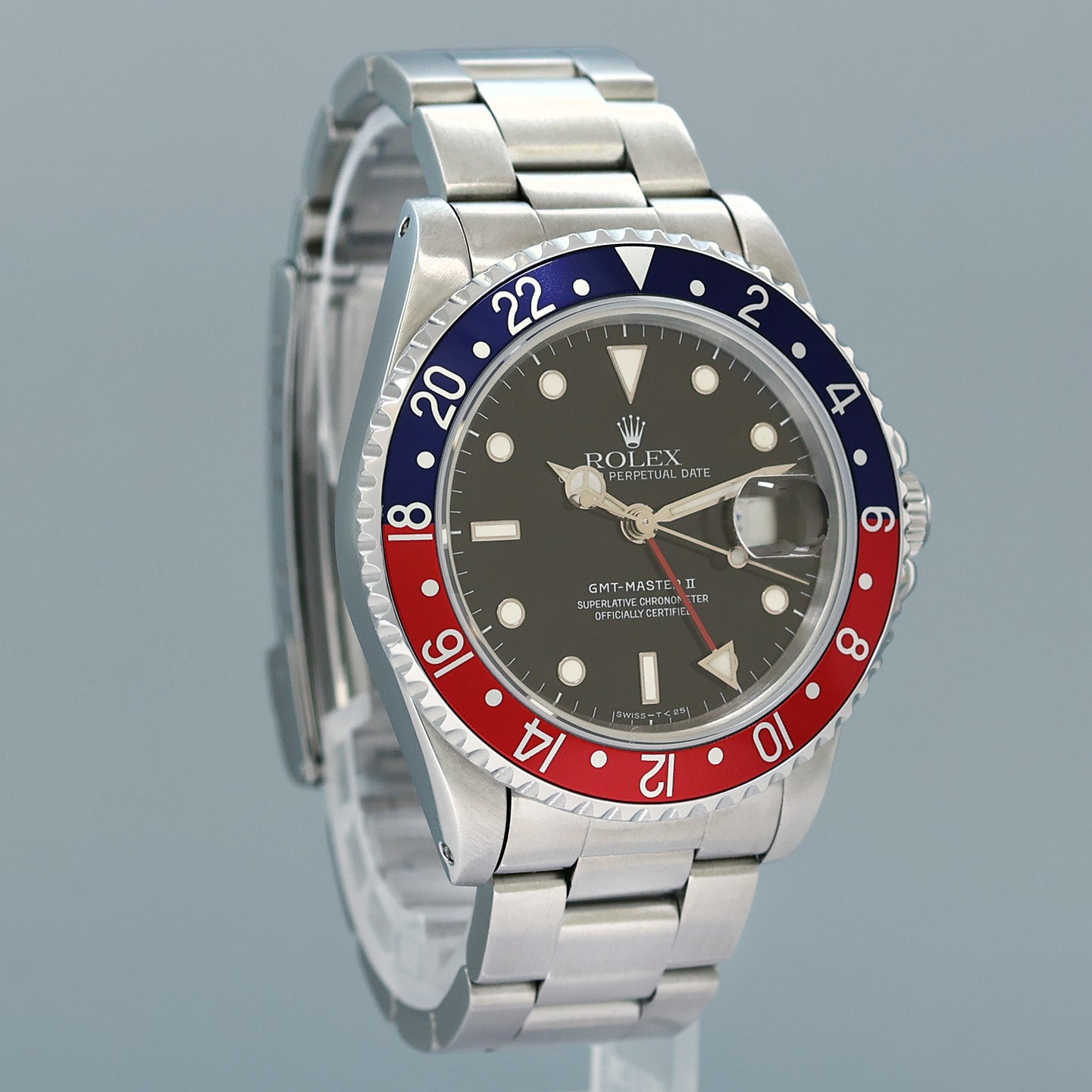 MINT Rolex 16710 GMT-Master II Pepsi Blue Red 40mm Tritium Steel Watch Box