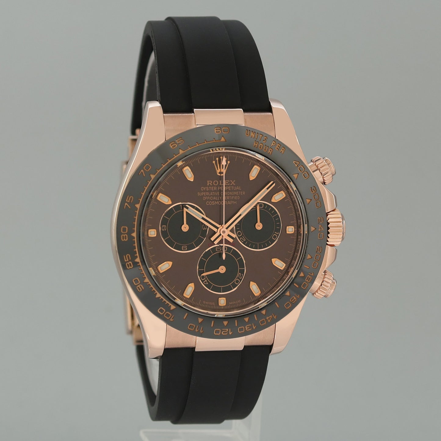 2020 PAPERS MINT Rolex Daytona Ceramic 116515LN Rose Gold Chocolate Oysterflex Watch