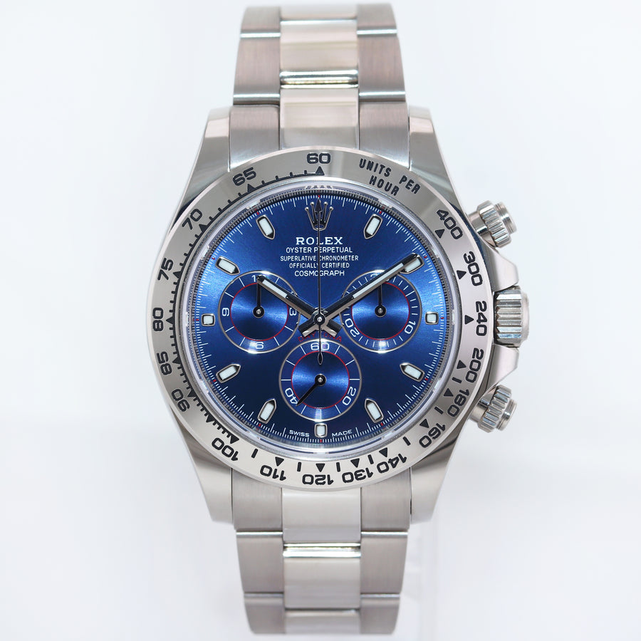 MINT PAPERS Rolex Daytona Blue Dial Chrono 116509 White Gold Watch Box