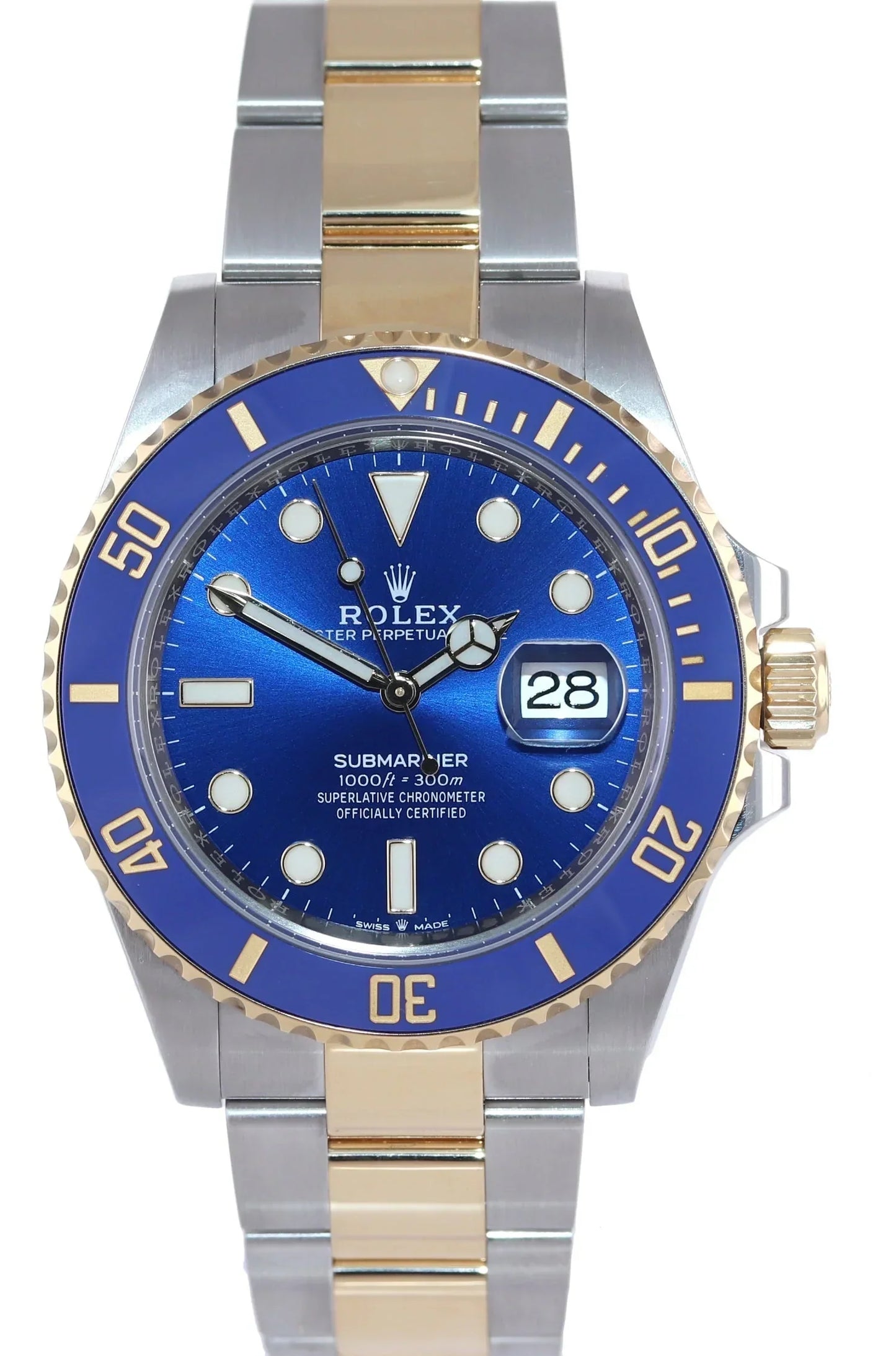 2022 NEW PAPERS Rolex Submariner 41mm Blue 126613LB Two Tone Gold Steel Watch