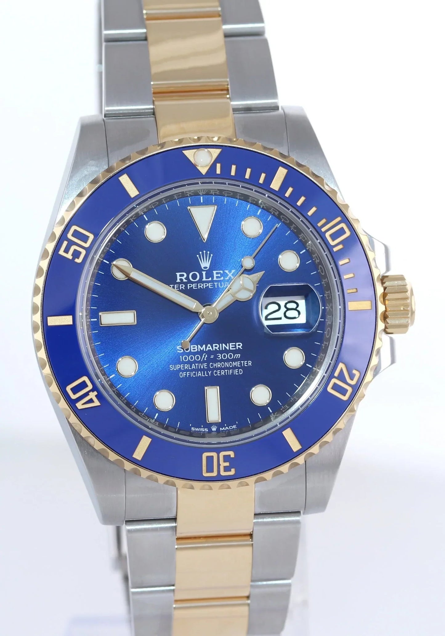 2022 NEW PAPERS Rolex Submariner 41mm Blue 126613LB Two Tone Gold Steel Watch